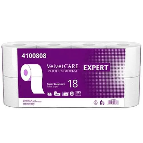 Výprodej Toaletní papír Velvet CARE Professional Expert 18, bílý, 3-vrstvý, 8 rolí