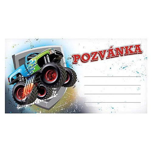 Zlevněný Pozvánka na oslavu Monster truck, 190 x 100 mm / 10 ks