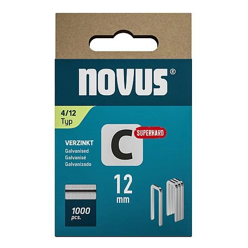 Drátky Novus Typ C, 12 mm, 1000 ks, Super Hard Rychlé Dodání
