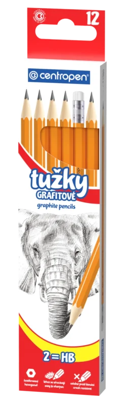 Sleva Centropen Tužka grafitová s gumou č.2 - balení 12 ks