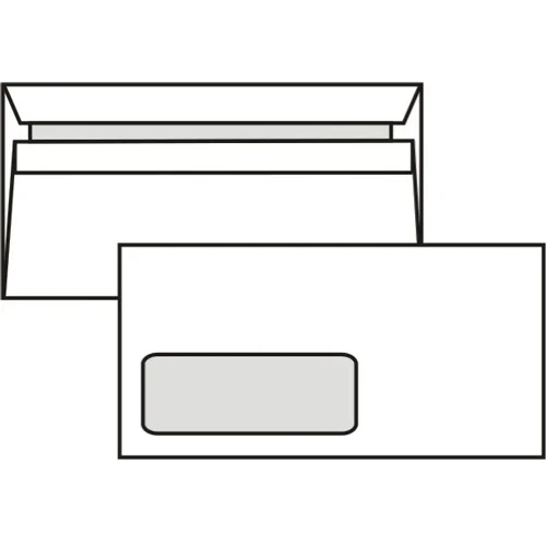 Poštovní obálka DL - s okénkem vlevo, samolepící, vnitřní tisk, 110x220 mm, bílá, 1000 ks Nejprodávanější