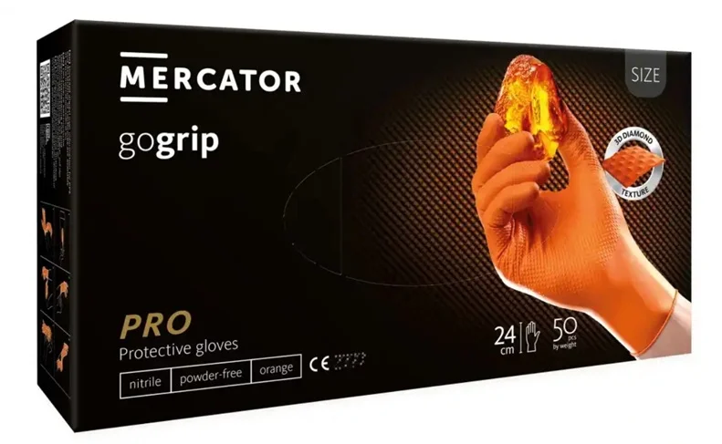 Nízká Cena Pracovní rukavice Mercator gogrip orange S - nitril, oranžové, 50 ks