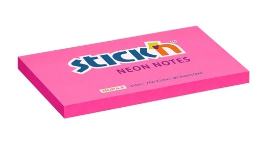 Samolepící bloček Stick n Hopax Neon Notes - 76x127 mm, 100 listů, neon, růžový - DOPRODEJ Časově Omezené