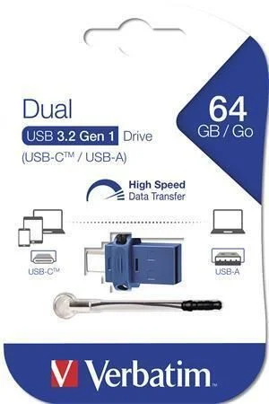 64GB USB Flash 3.0 + USB-C adaptér, VERBATIM DUAL Poslední Šance