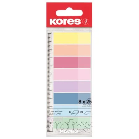 Super Cena Samolepicí záložky Kores Index Strips - 8 x 25 lístků / pastelové